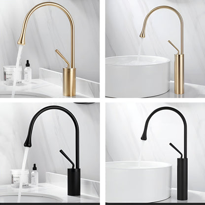 Basin mixer tap in a brushed look – Basin mixer tap, hot-cold mixer, brass tap for residential use | Karnz