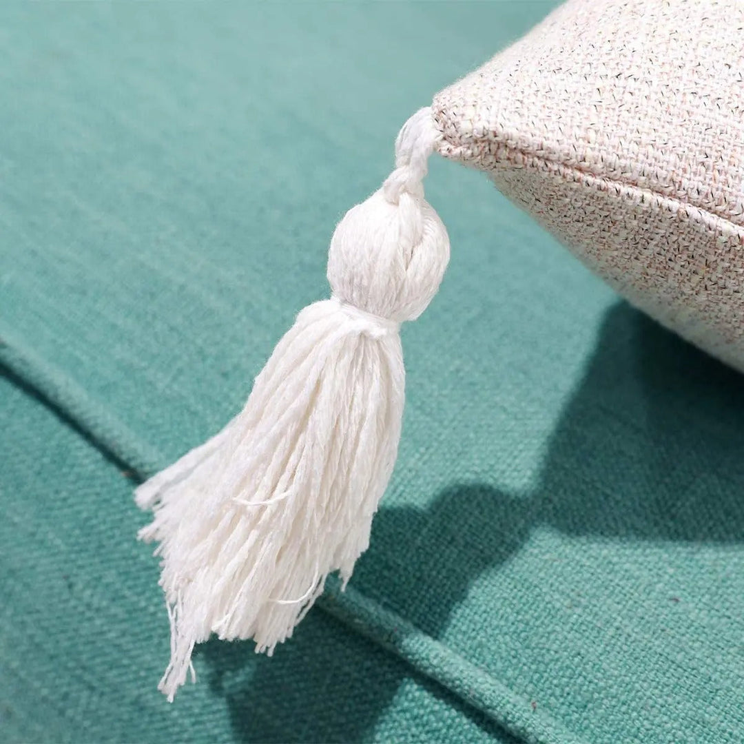 ImperialRest Cushion Cover - Elegant Linen Cushion Cover with Playful Tassels for Any Space Kalsten