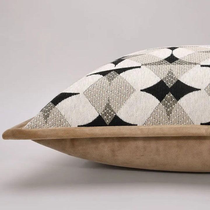 RegalRest Sofa Cushion Cover - Geometric Cushion Cover in Black and Khaki - Modern Elegance Kalsten
