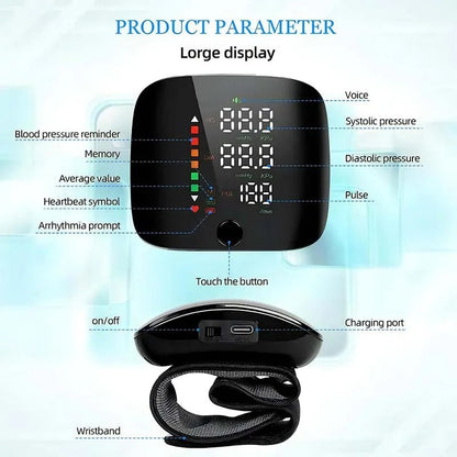 BowLift | Smart Wrist Blood Pressure Monitor – Electronic Portable Sphygmomanometer with Voice Alerts