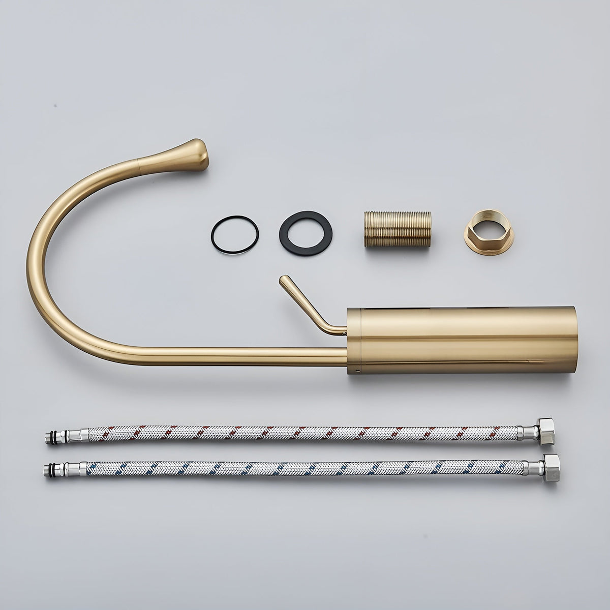 Basin mixer tap with a brushed finish – Deck-mounted tap, hot and cold mixer, brass fitting for residential use