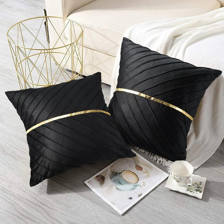Noir Élégance Cushion Cover - Luxury Velvet Cushion Cover with Gold Sequins - Refine Your Interior Kalsten