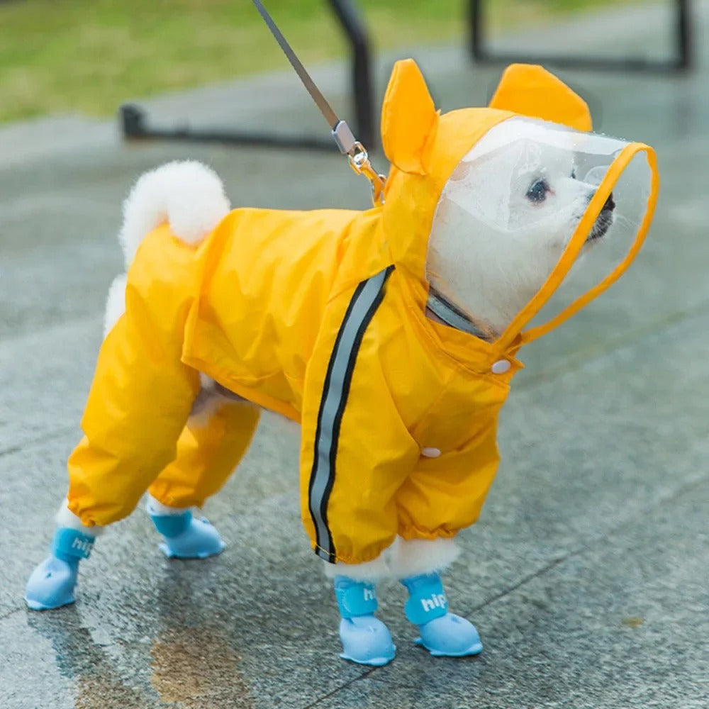 Kalsten | Adorable Bear-Themed Full Body Dog Raincoat with Reflective Safety Features