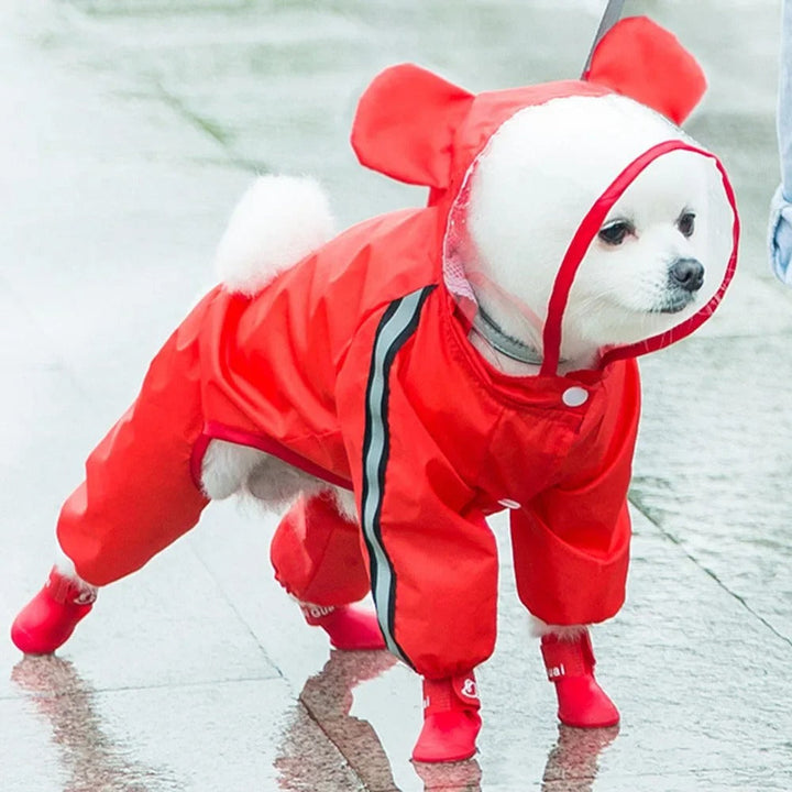 Kalsten | Adorable Bear-Themed Full Body Dog Raincoat with Reflective Safety Features