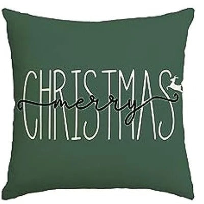 Christmas Cushion Cover - Festive Cushion Cover with Christmas Tree and Winter Theme - Green 45x45 cm Kalsten
