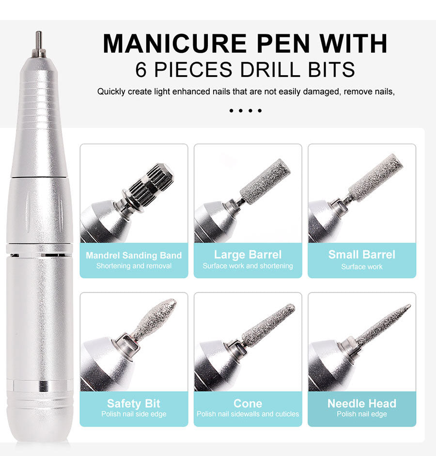 Skanto | ProNail 45000RPM Electric Nail File – Portable Rechargeable E-File for Manicure & Acrylic Nails | Low Noise