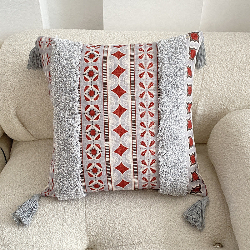 Boho lined fringe throw pillow cover | Kalsten
