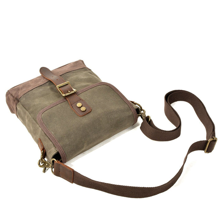 Kalsten | HorizonPath - Compact Vintage Shoulder Bag - High-Quality Waxed Cotton and Full-Grain Leather