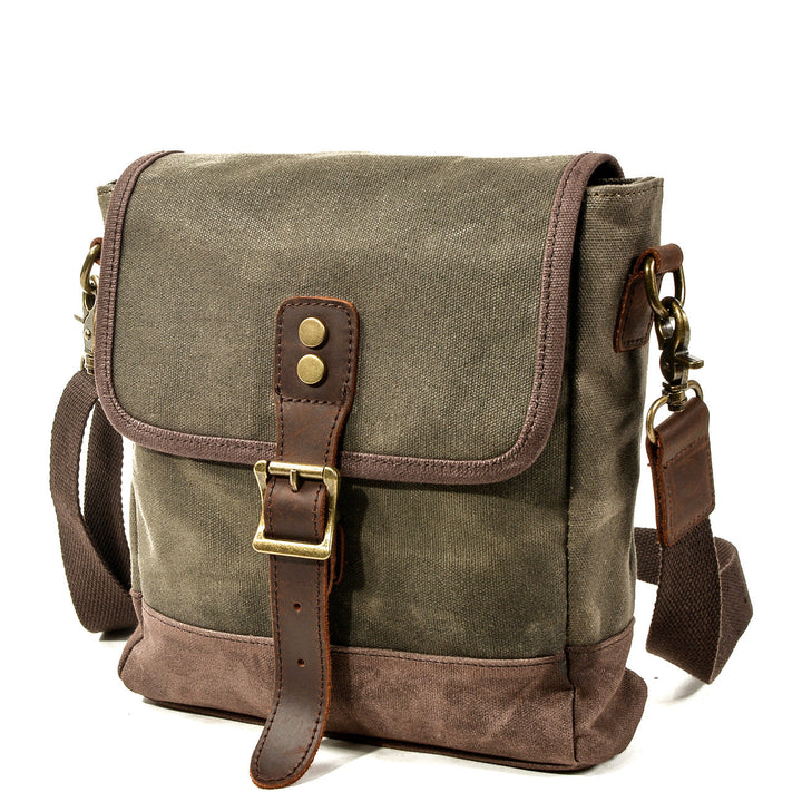 Kalsten | HorizonPath - Compact Vintage Shoulder Bag - High-Quality Waxed Cotton and Full-Grain Leather
