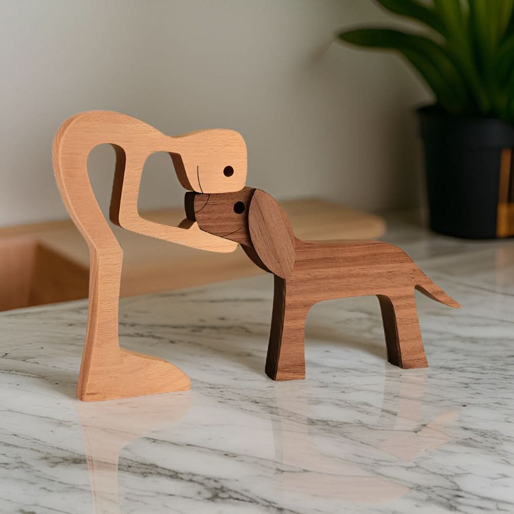 Kalsten | Handcrafted Wood Dog and Human Figurine