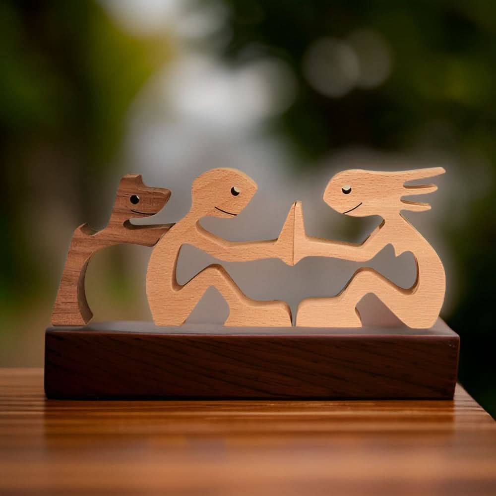 Kalsten | Handcrafted Wood Dog and Human Figurine