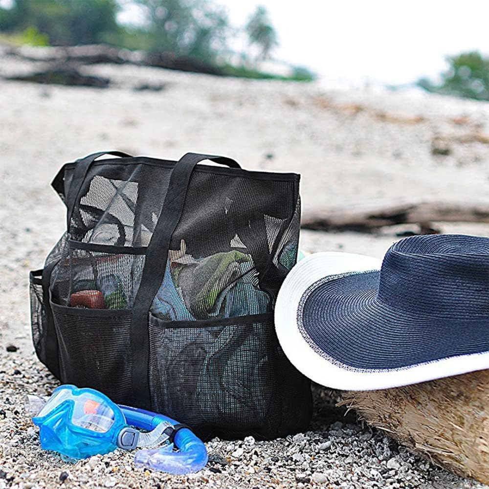 Foldable Mesh Beach Tote with 9 Pockets for Family Days | Kalsten