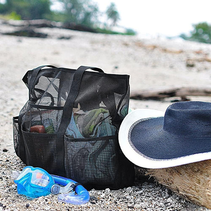 Foldable Mesh Beach Tote with 9 Pockets for Family Days | Kalsten