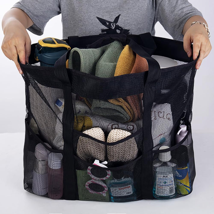 Foldable Mesh Beach Tote with 9 Pockets for Family Days | Kalsten