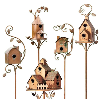 BowLift | Metal Art Birdhouse on Garden Stake