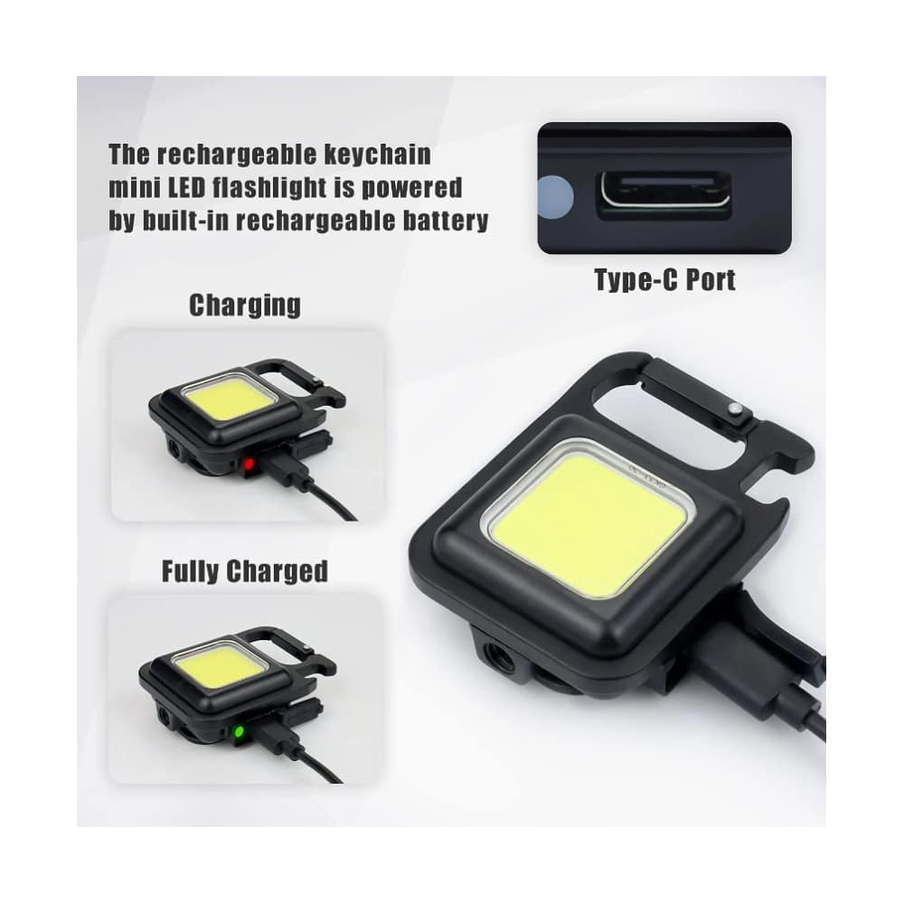 Keychain COB-LED flashlight - rechargeable - 3 light modes | Kalsten
