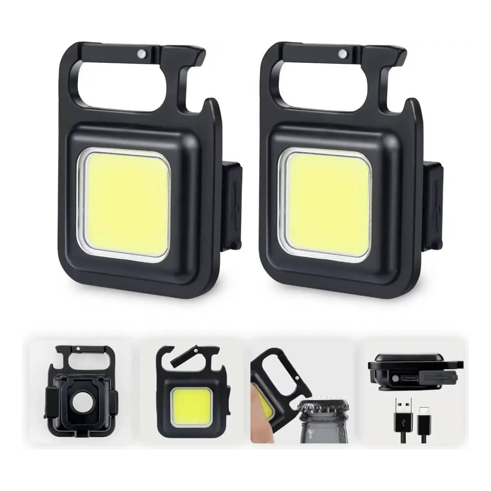 Keychain COB-LED flashlight - rechargeable - 3 light modes | Kalsten