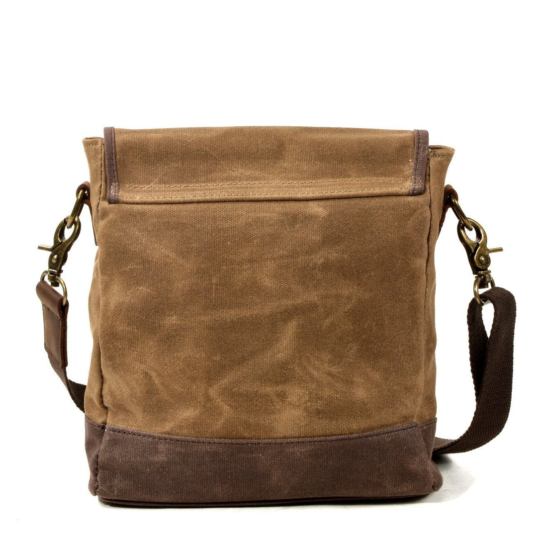 Kalsten | HorizonPath - Compact Vintage Shoulder Bag - High-Quality Waxed Cotton and Full-Grain Leather