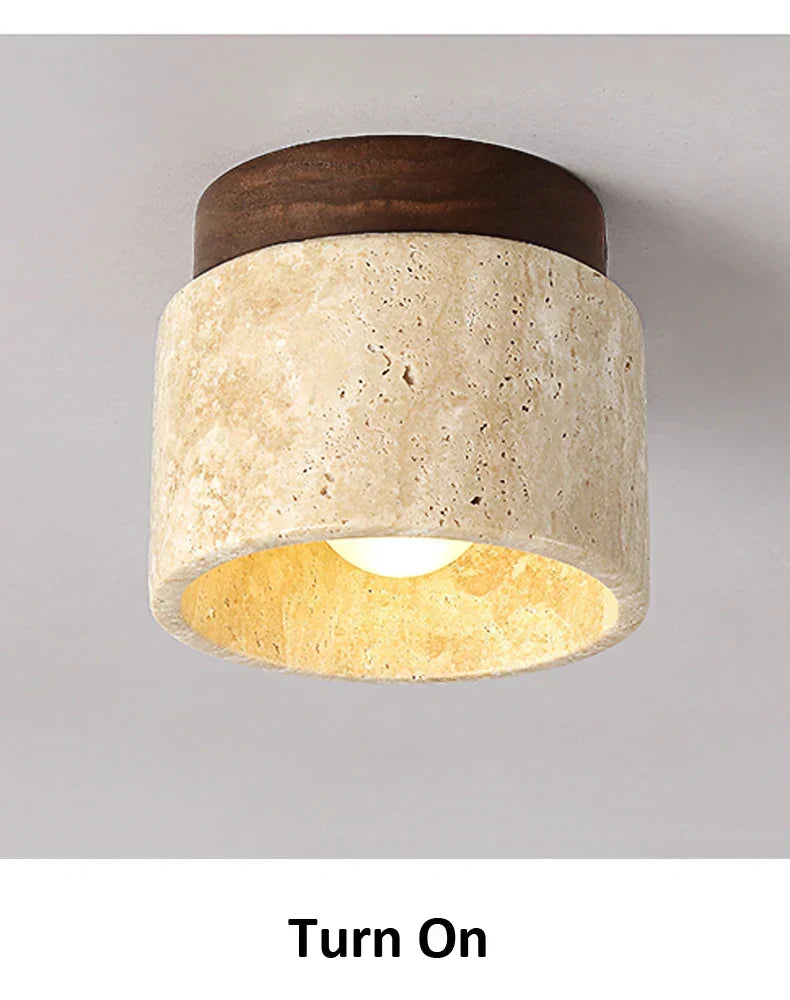 Minimalist Marble & Wood LED Ceiling Lamp Kalsten