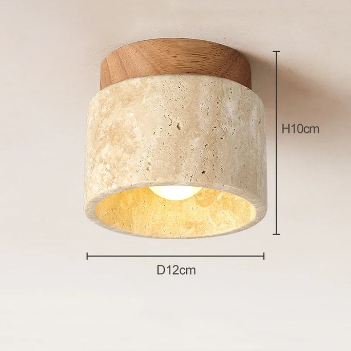 Minimalist Marble & Wood LED Ceiling Lamp Kalsten