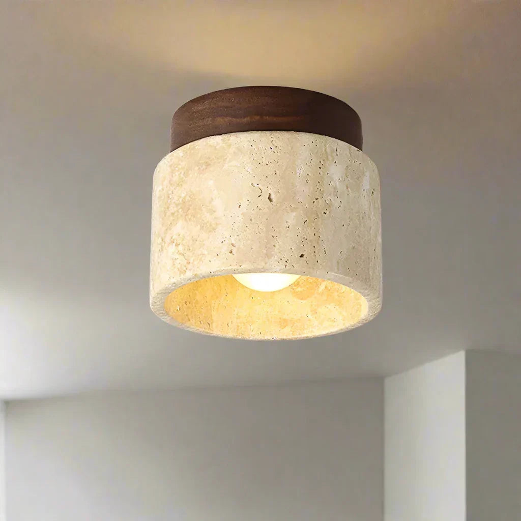 Minimalist Marble & Wood LED Ceiling Lamp Kalsten