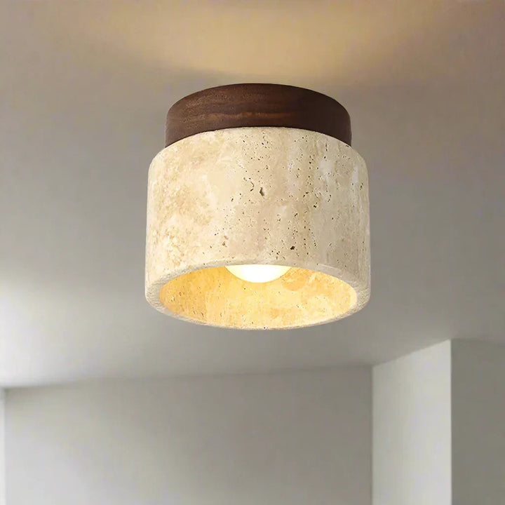 Minimalist Marble & Wood LED Ceiling Lamp Kalsten