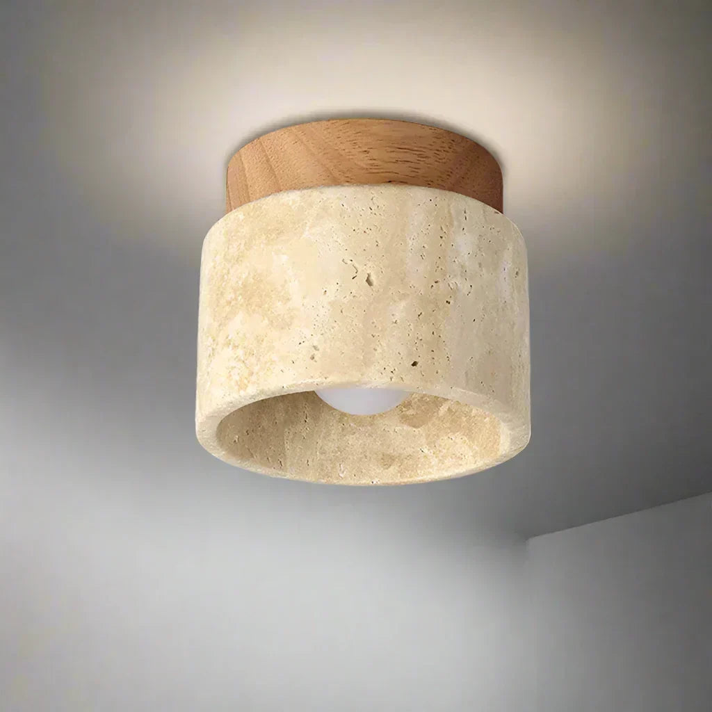Minimalist Marble & Wood LED Ceiling Lamp Kalsten