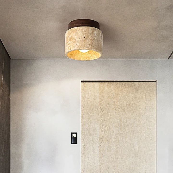 Minimalist Marble & Wood LED Ceiling Lamp Kalsten