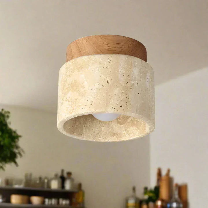 Minimalist Marble & Wood LED Ceiling Lamp Kalsten