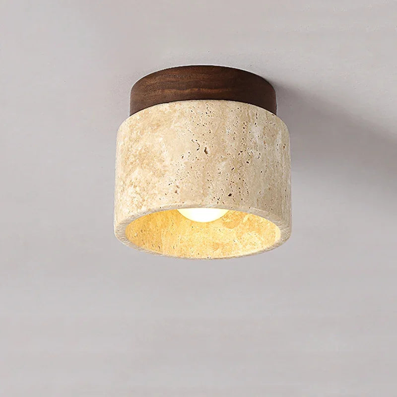 Minimalist Marble & Wood LED Ceiling Lamp Kalsten