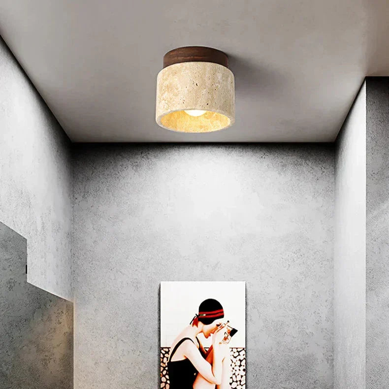 Minimalist Marble & Wood LED Ceiling Lamp Kalsten