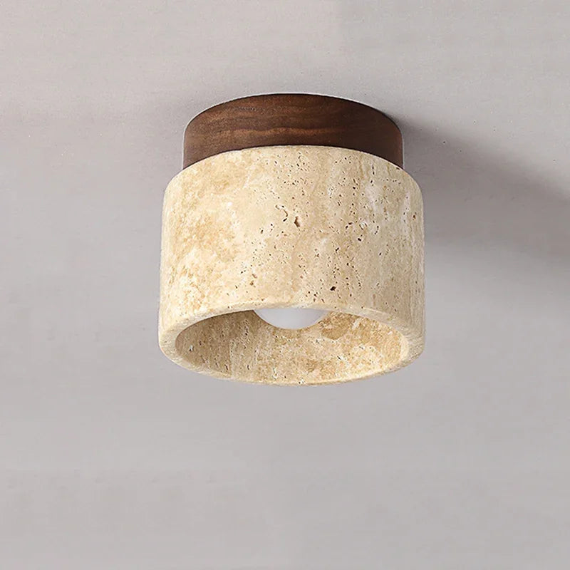 Minimalist Marble & Wood LED Ceiling Lamp Kalsten