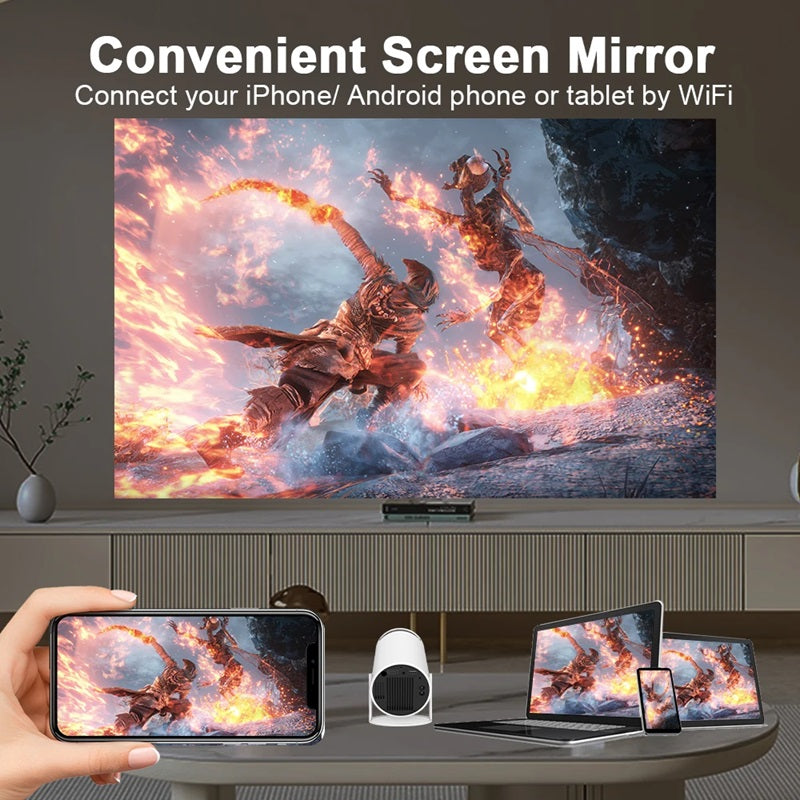 Smart 4K Mini Projector with Dual WiFi & Bluetooth
