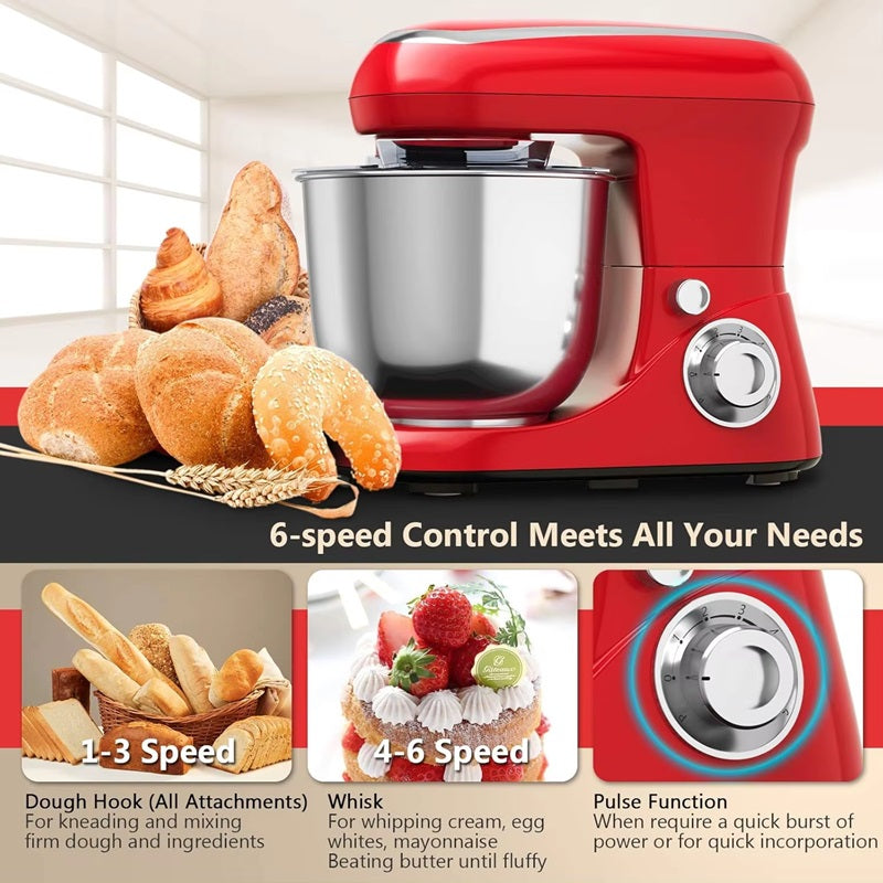 Kalsten | Powerful 6-Speed Stand Mixer with 5.3Qt Stainless Steel Bowl and Versatile Attachments