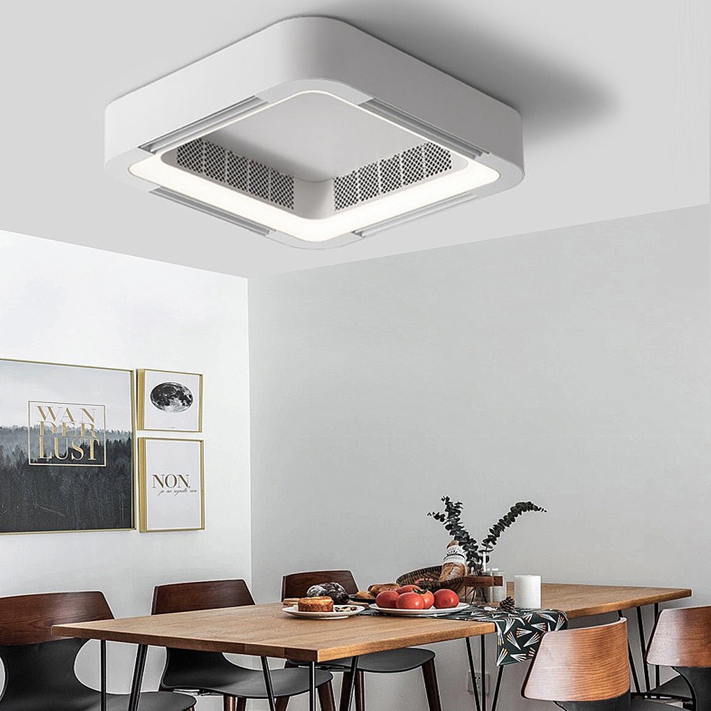 Skanto | Modern bladeless ceiling fan with LED lighting and chandelier