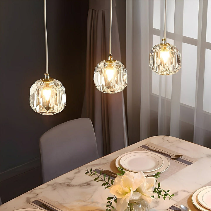 Pendant Light Brass Crystal 5W Adjustable 78 in Gold Living Room Dining Area Ceiling Lamp | Kalsten