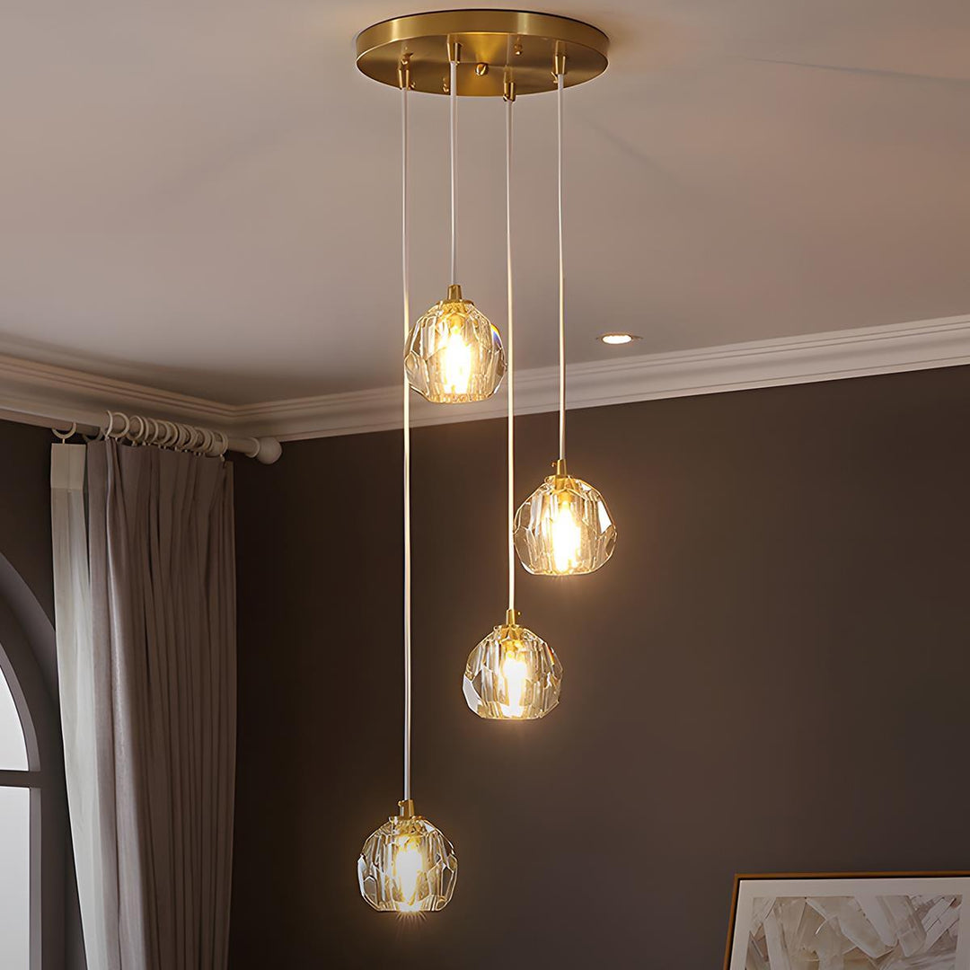 Pendant Light Brass Crystal 5W Adjustable 78 in Gold Living Room Dining Area Ceiling Lamp | Kalsten