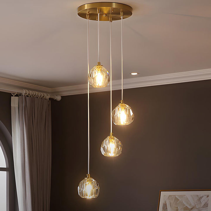 Pendant Light Brass Crystal 5W Adjustable 78 in Gold Living Room Dining Area Ceiling Lamp | Kalsten