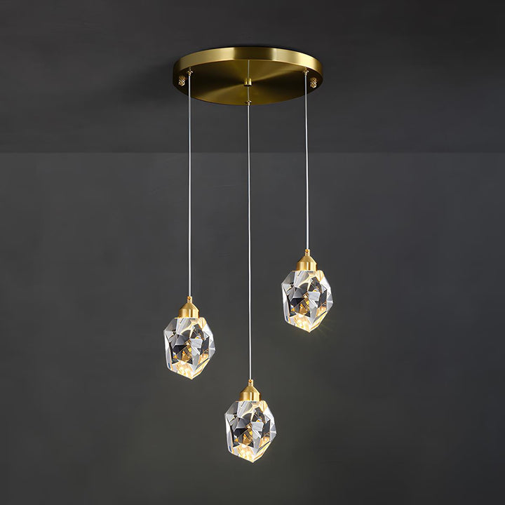 Pendant Light Brass Crystal 5W Adjustable 78 in Gold Living Room Dining Area Ceiling Lamp | Kalsten