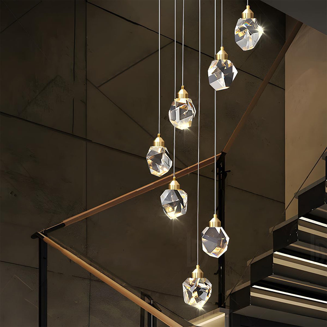 Pendant Light Brass Crystal 5W Adjustable 78 in Gold Living Room Dining Area Ceiling Lamp | Kalsten