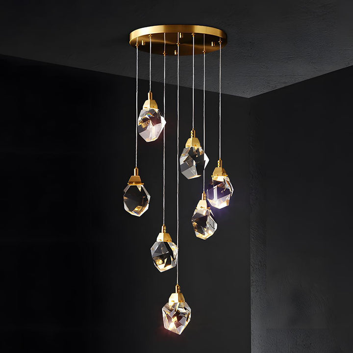 Pendant Light Brass Crystal 5W Adjustable 78 in Gold Living Room Dining Area Ceiling Lamp | Kalsten