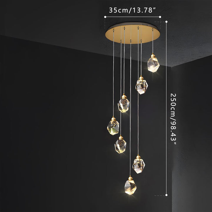 Pendant Light Brass Crystal 5W Adjustable 78 in Gold Living Room Dining Area Ceiling Lamp | Kalsten