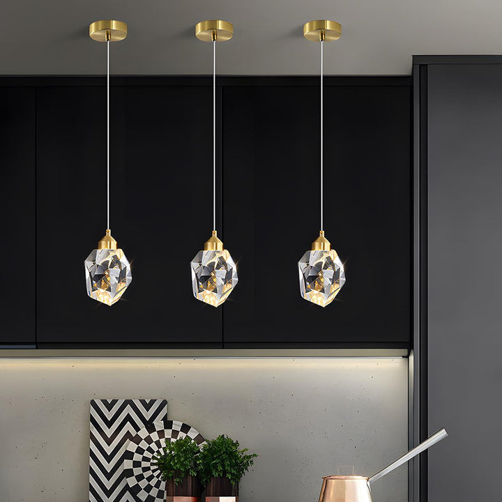 Pendant Light Brass Crystal 5W Adjustable 78 in Gold Living Room Dining Area Ceiling Lamp | Kalsten