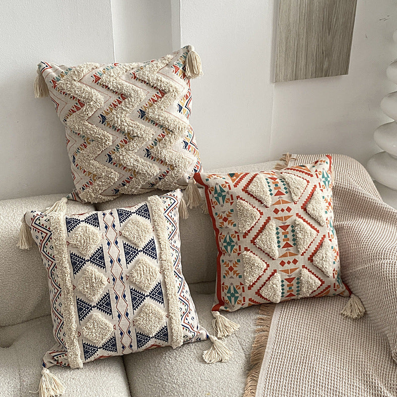 Boho lined fringe throw pillow cover | Kalsten
