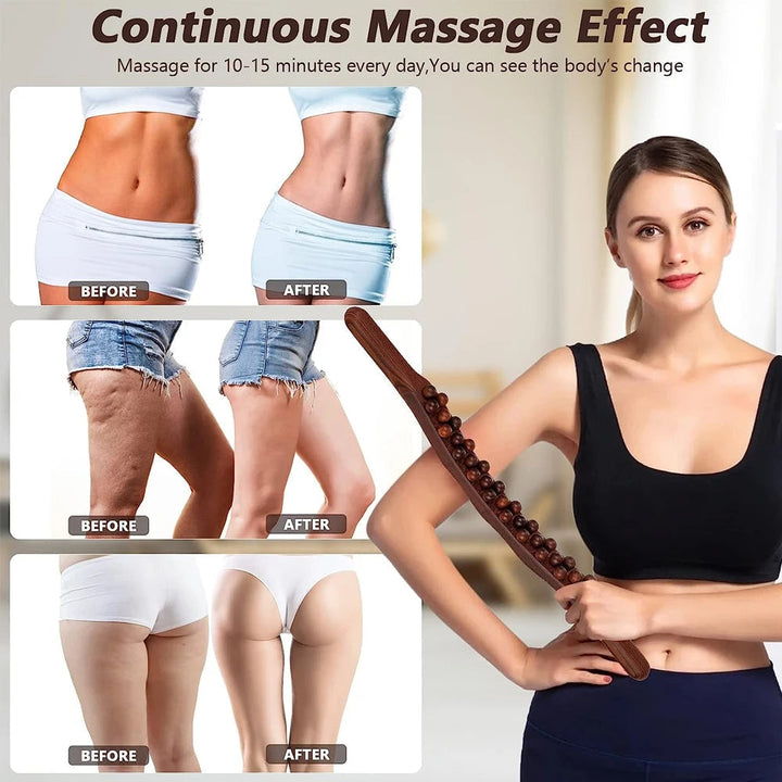 HoutRelax Gua Sha Massage Stick – 60 cm Massage Tool made of Natural Wood for Deep Muscle Relaxation | Kalsten