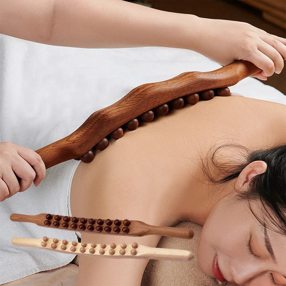 HoutRelax Gua Sha Massage Stick – 60 cm Massage Tool made of Natural Wood for Deep Muscle Relaxation | Kalsten