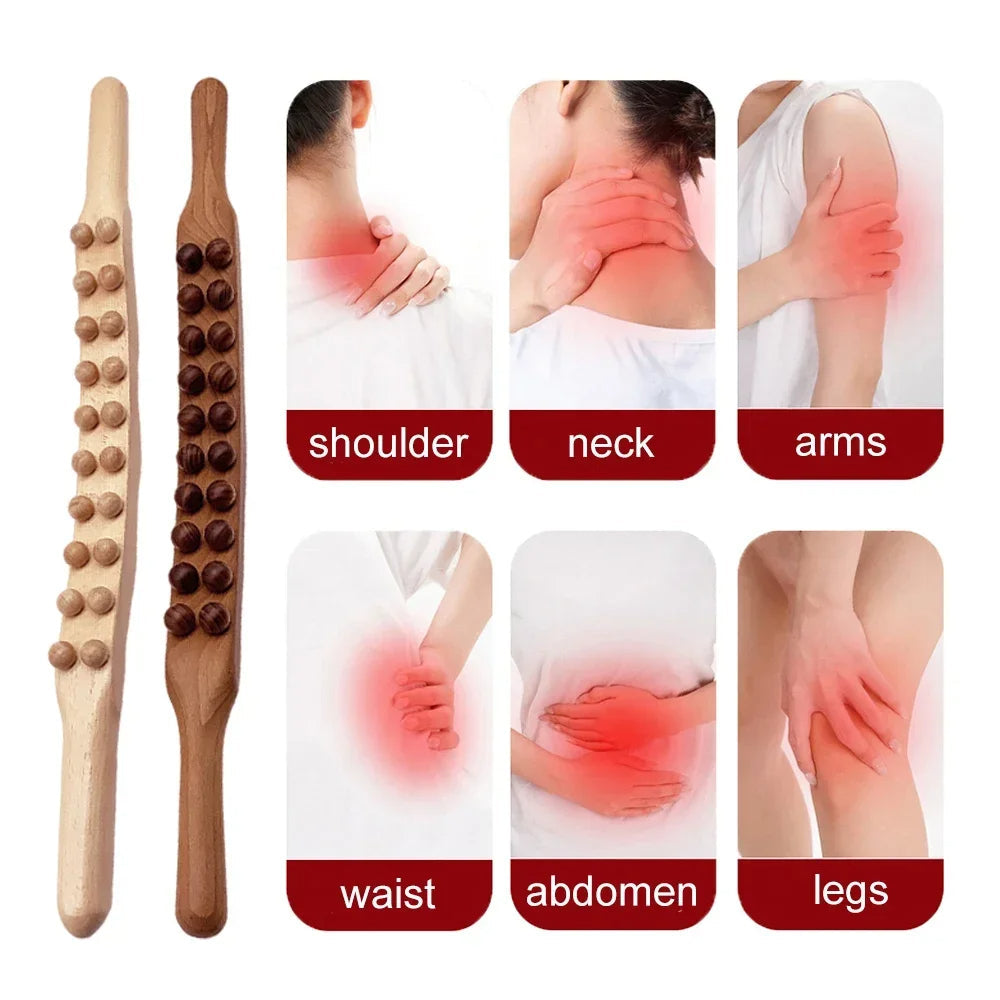 HoutRelax Gua Sha Massage Stick – 60 cm Massage Tool made of Natural Wood for Deep Muscle Relaxation | Kalsten