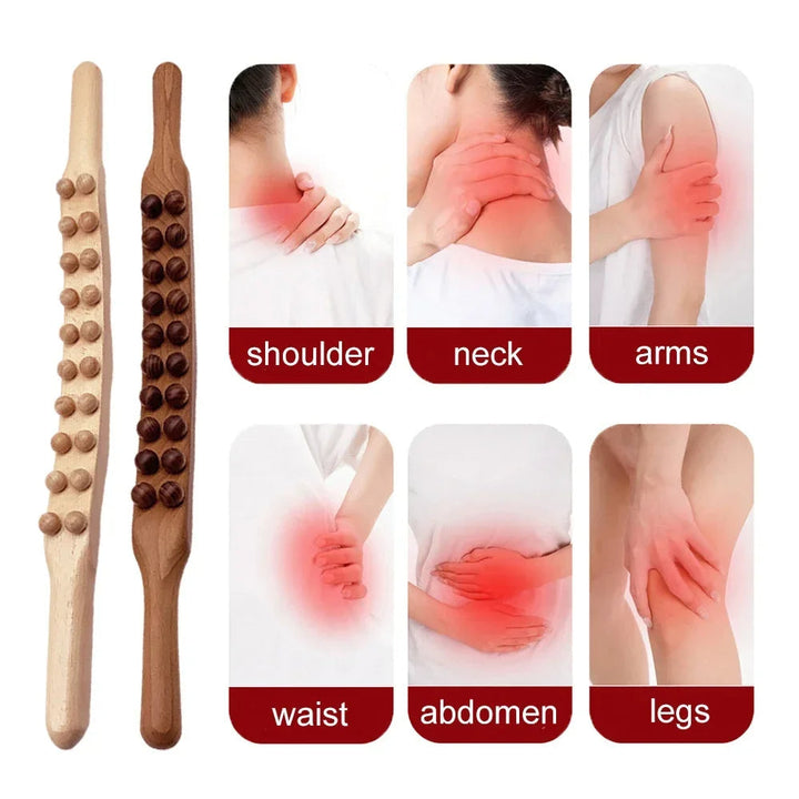 HoutRelax Gua Sha Massage Stick – 60 cm Massage Tool made of Natural Wood for Deep Muscle Relaxation | Kalsten