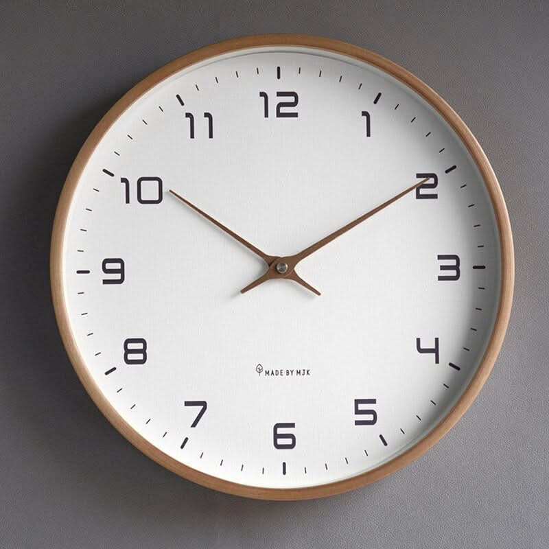 NordicTime Wooden Wall Clock Silent Scandinavian | Kalsten