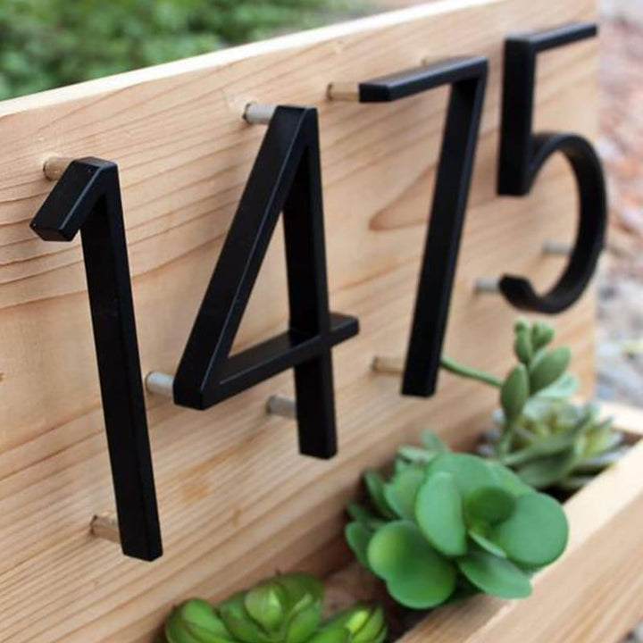Modern Floating Black Metal House Number Kalsten